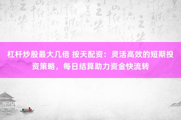 杠杆炒股最大几倍 按天配资：灵活高效的短期投资策略，每日结算助力资金快流转