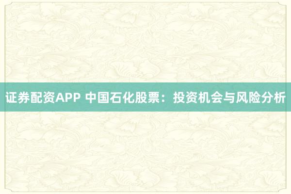 证券配资APP 中国石化股票：投资机会与风险分析