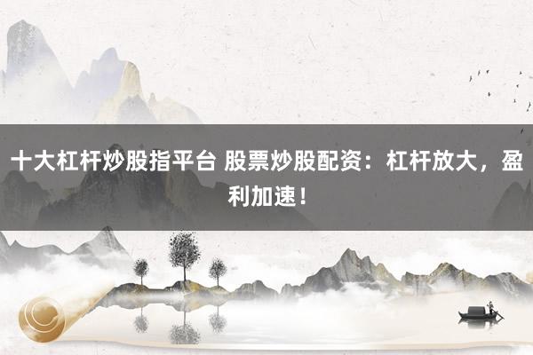 十大杠杆炒股指平台 股票炒股配资：杠杆放大，盈利加速！