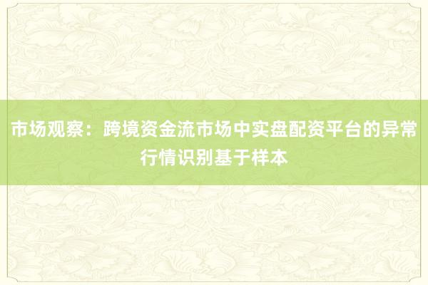 市场观察：跨境资金流市场中实盘配资平台的异常行情识别基于样本