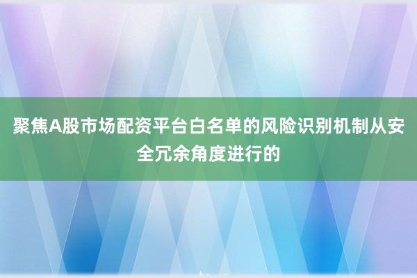 聚焦A股市场配资平台白名单的风险识别机制从安全冗余角度进行的