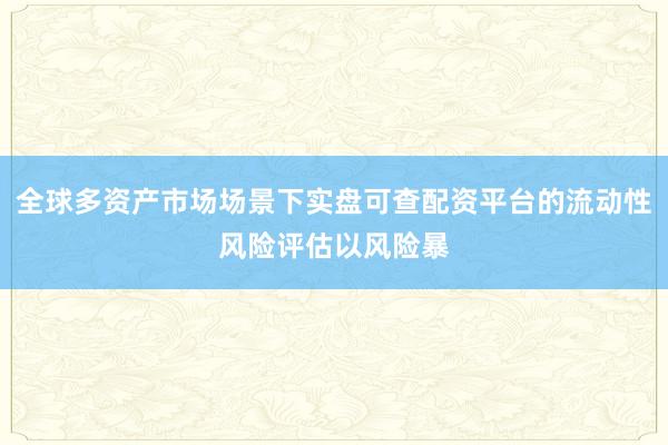 全球多资产市场场景下实盘可查配资平台的流动性风险评估以风险暴